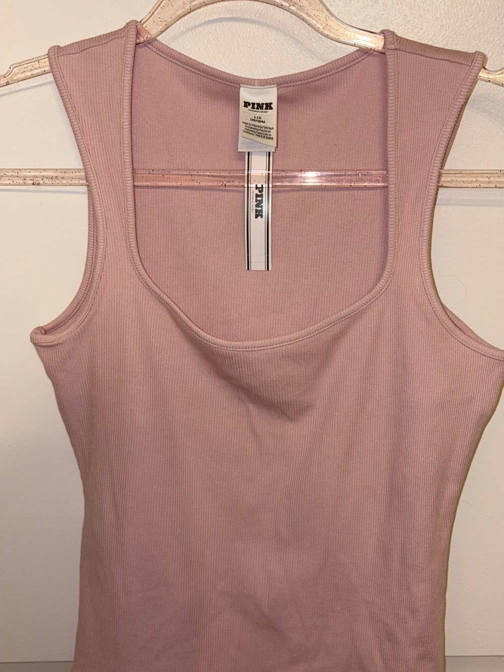 Victoria's Secret PINK Ribbed Tank Top in Dusty Rose